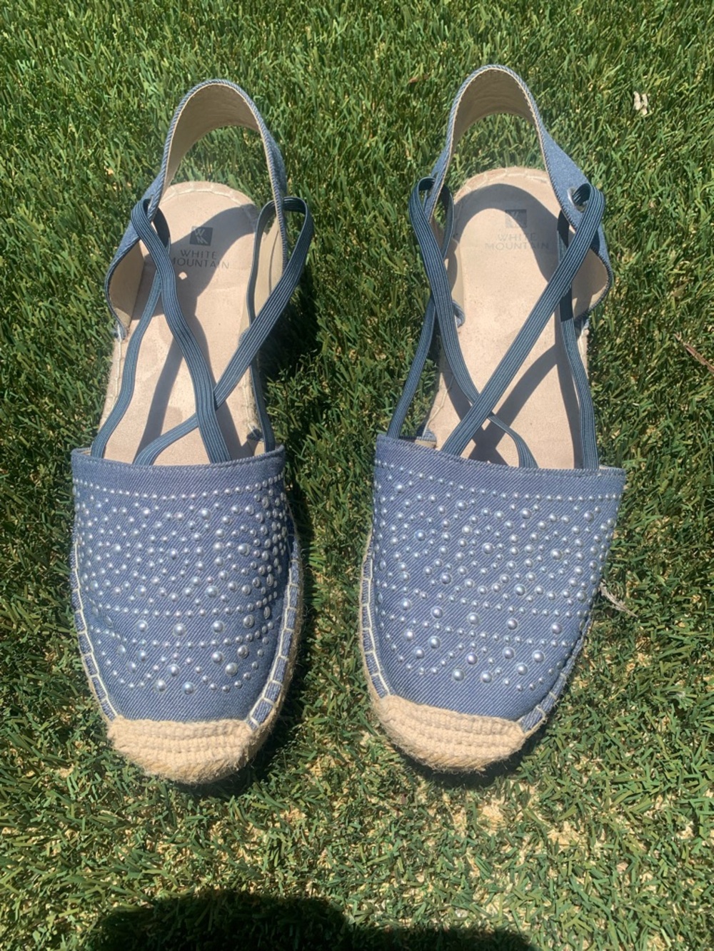 White Mountain Blue Studded Espadrille Slingback Flats - Picture 2 of 4